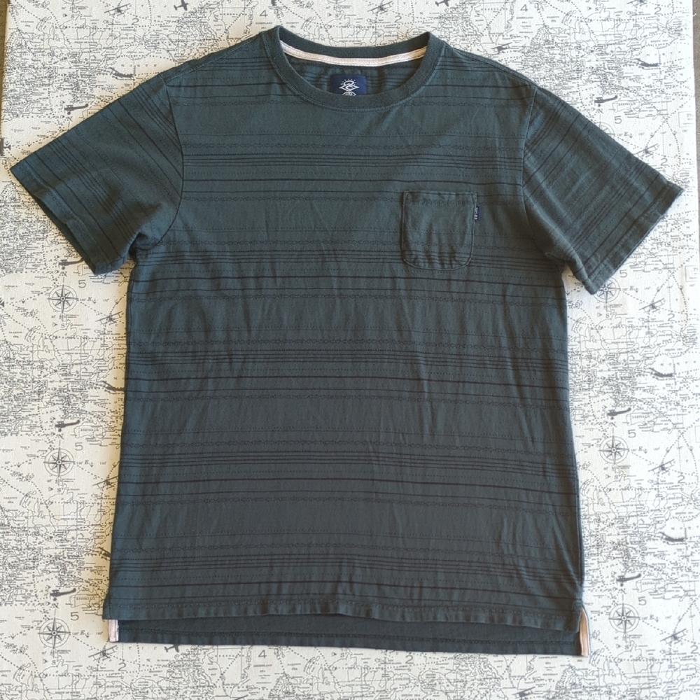 Rip Curl Dark Green Striped Tee Size XL
